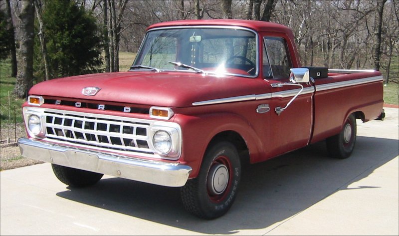 It's a 1965 Ford F100 Styleside Custom Cab bought May 